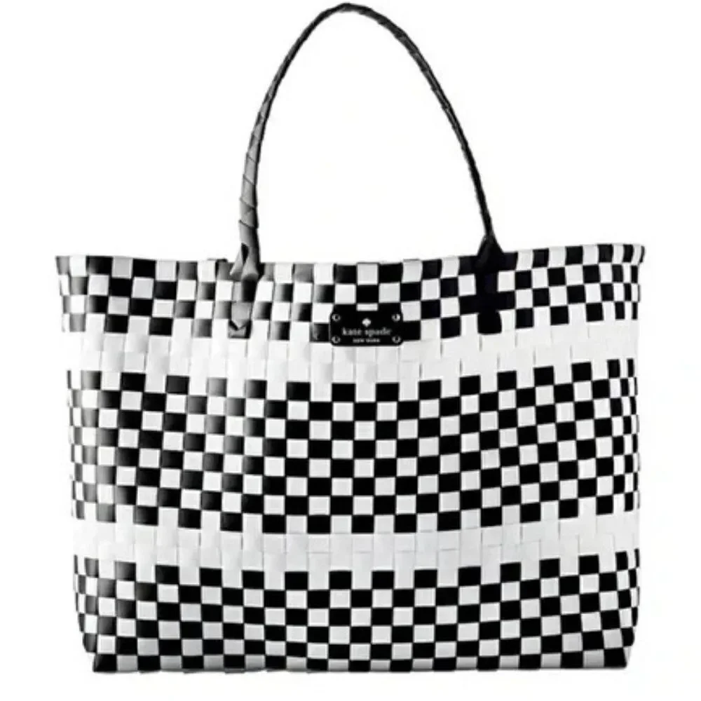 Kate Spade Large Black/White Woven Tote Bag
